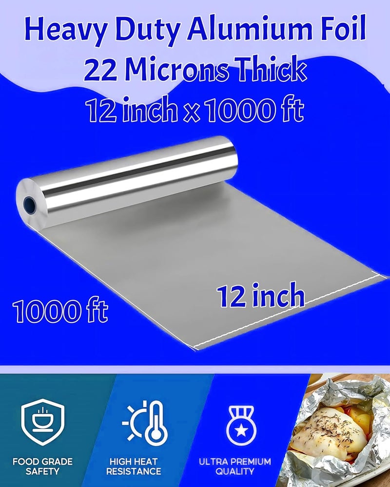 Pokanic Aluminum Foil Wrap Roll 12 in x 1000 ft Heavy Duty Commercial and Home Use for Food, BBQ, Grilling, Cooking, Baking, Roasting, Party (12 in x 1000 ft, 1 Pack) - Image 3